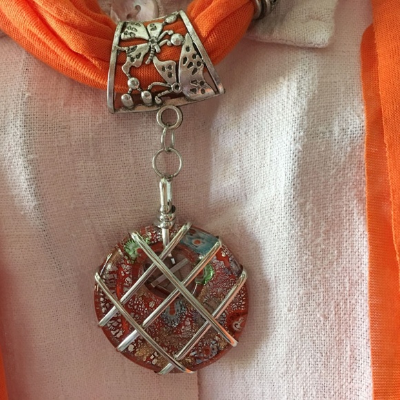 Yoga Orange Dichroic Glass Charm Scarf - Picture 3 of 3